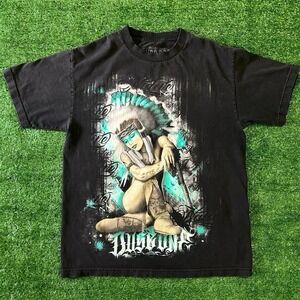 Dyse One Mens Black Graphic T Shirt Native Warrior Print Size Medium